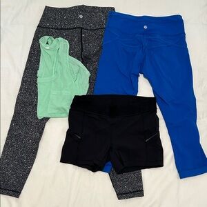 lululemon athletica Bundle - Leggings, Shorts and Tank Top, likely all size 6-8